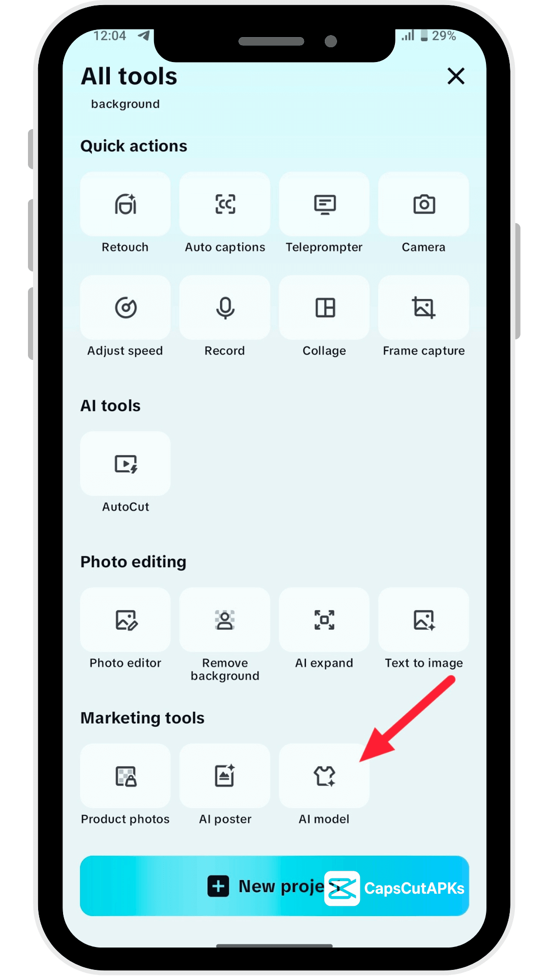 Create AI model with Capcut mod Apk