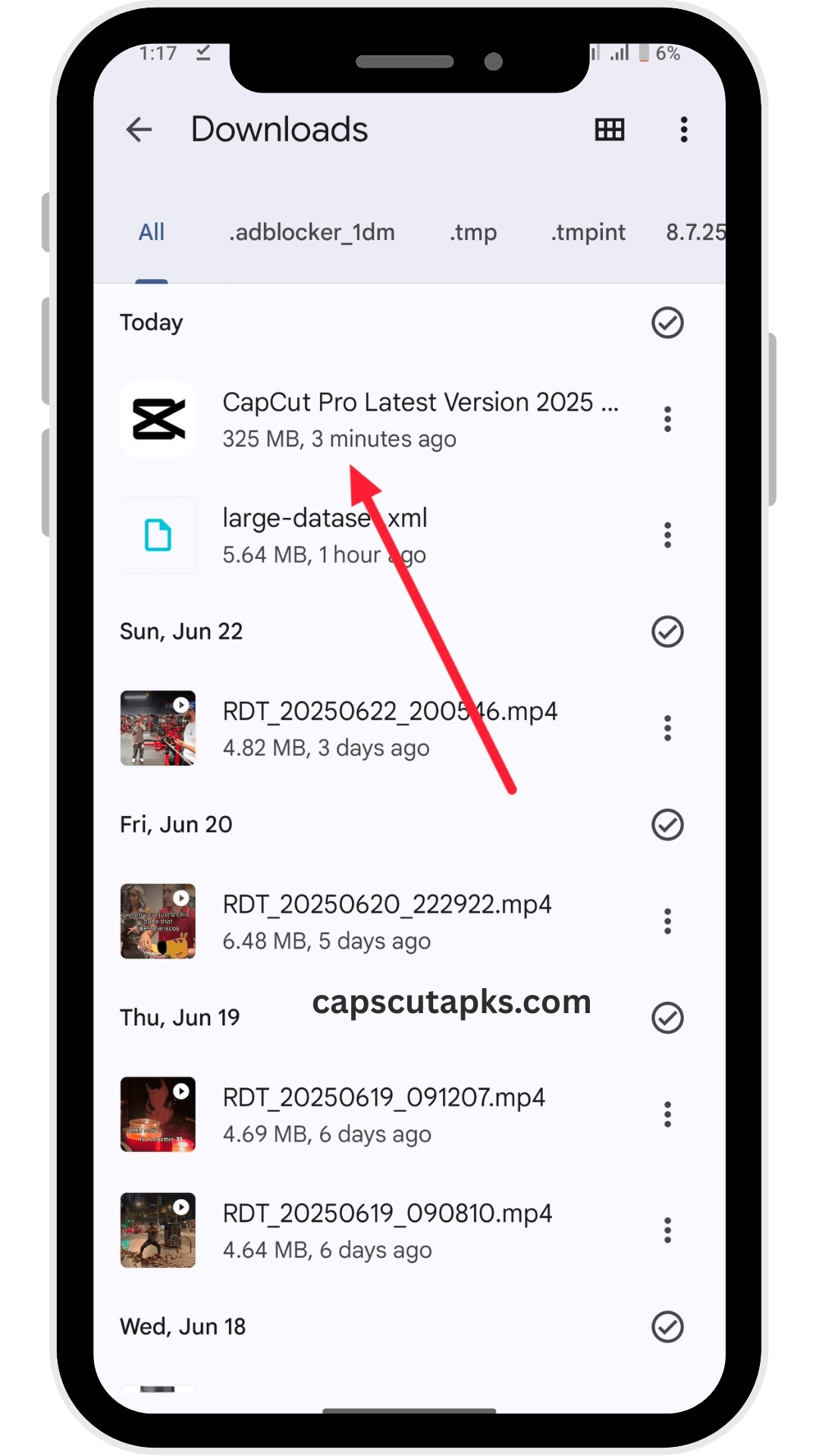 Capcut Pro Apk file location